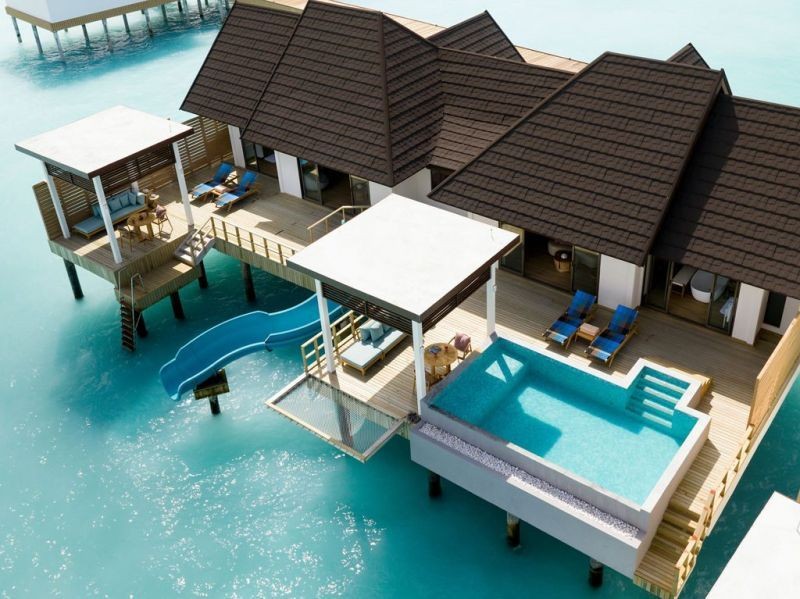 2 bedroom water pool villa with slide