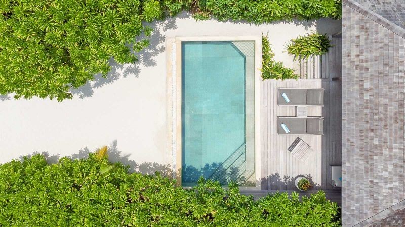 beach pool villa sunset