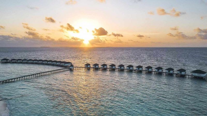 water villa sunset view (ех. overwater pool bungalow sunset view)